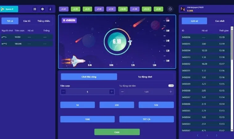 Giao diện chơi game nhanh ZetX Tại 98Win