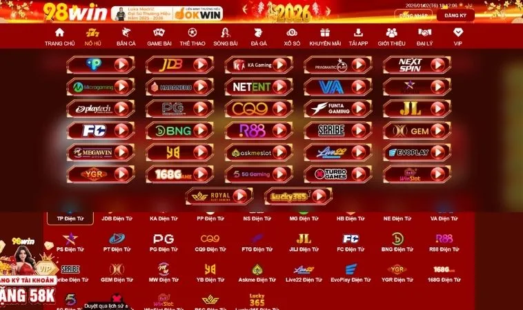 Sảnh nổ hũ 98WIN hợp tác với nhiều nhà phát hành game uy tín