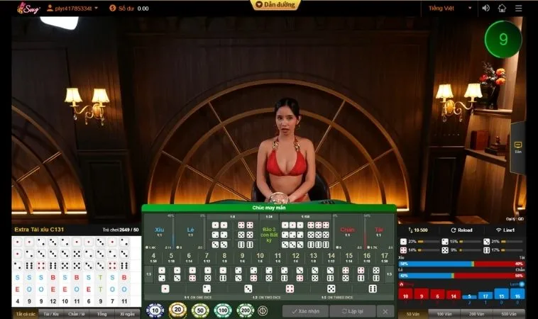 Giao diện chơi Tài Xỉu 98Win cùng dealer người thật
