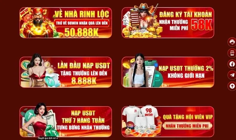 Đa dạng các chương trình khuyến mãi 98Win hấp dẫn
