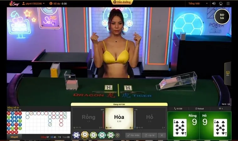 Trải nghiệm chơi Dragon Tiger Tại 98Win cùng dealer người thật xinh đẹp