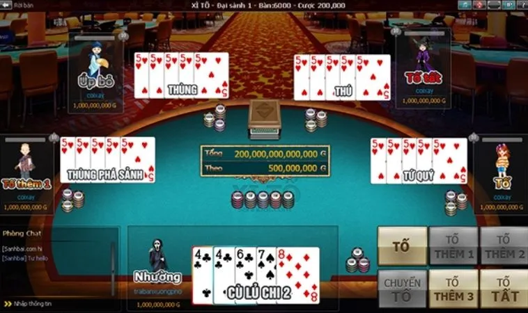 Bàn chơi Xì Tố Tại 98Win